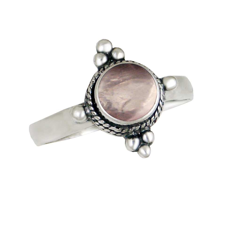 Sterling Silver Gemstone Ring With Rose Quartz Size 6